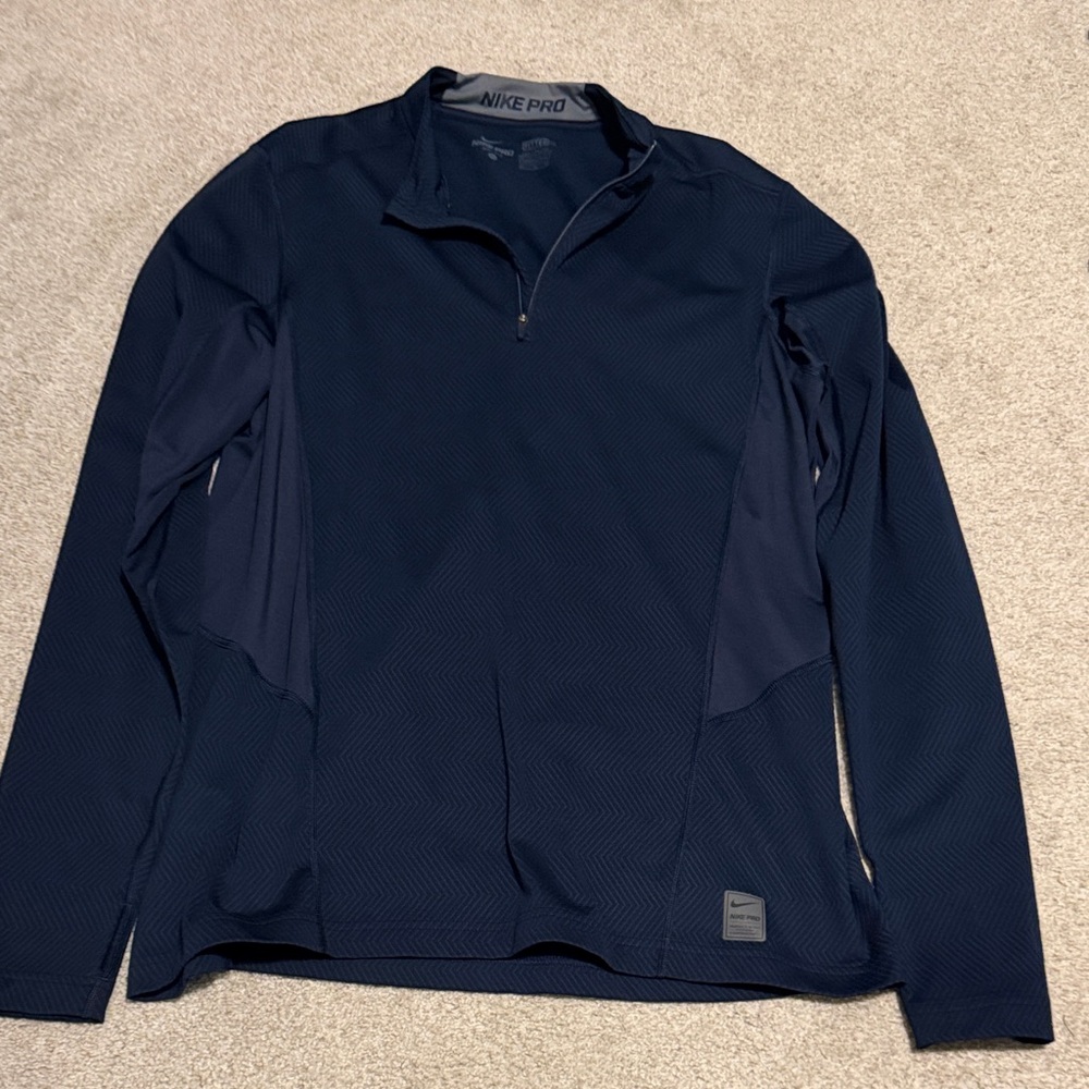 Nike Pro Dark Blue Quarter Zip Shirt